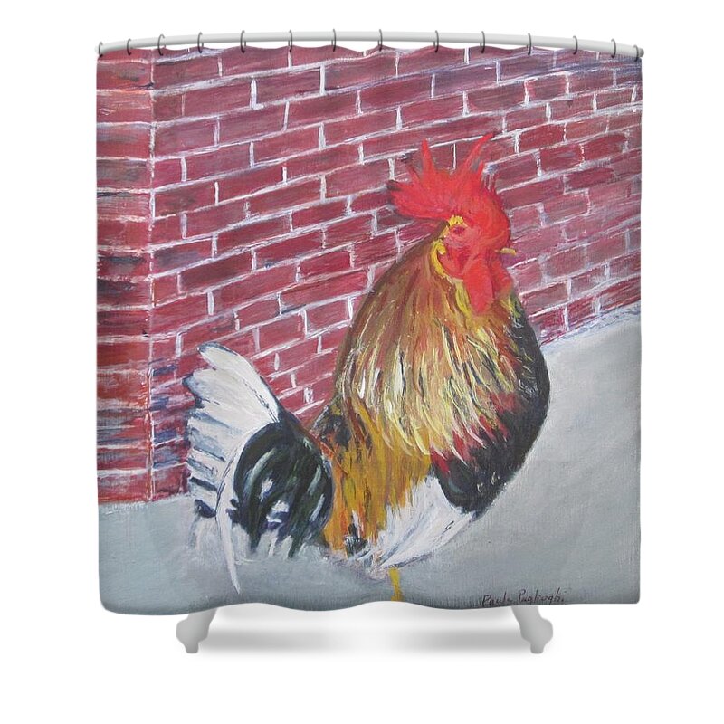 Painting Shower Curtain featuring the painting Cock Tails On The Walkway by Paula Pagliughi