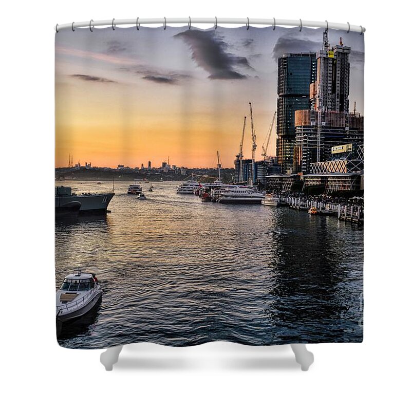 Cityscape Shower Curtain featuring the photograph Cockle Bay Wharf by Diana Mary Sharpton