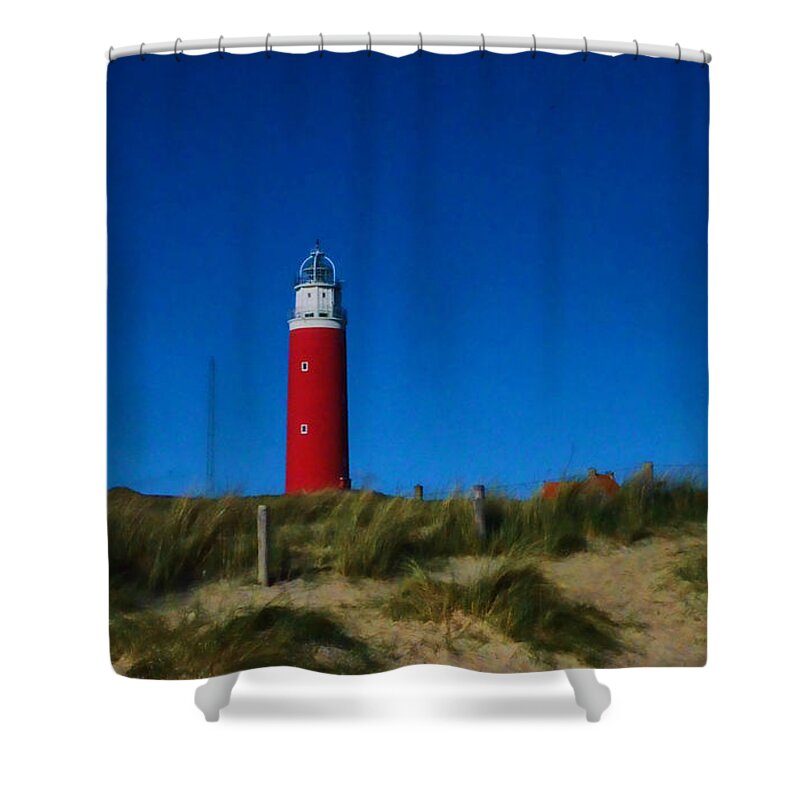  Building Shower Curtain featuring the photograph Cocksdorp Lighthouse by Mim White