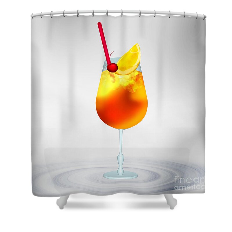 Cocktail Shower Curtain featuring the digital art Cocktail Lime Cherry by Gina Koch