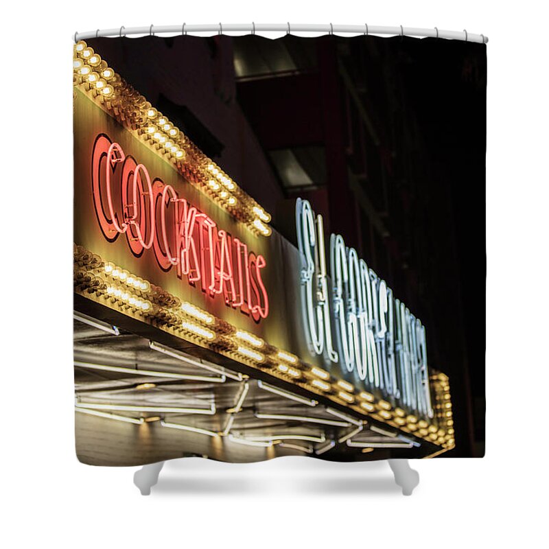Cityscape Shower Curtain featuring the photograph Cocktails Sign Las Vegas by John McGraw