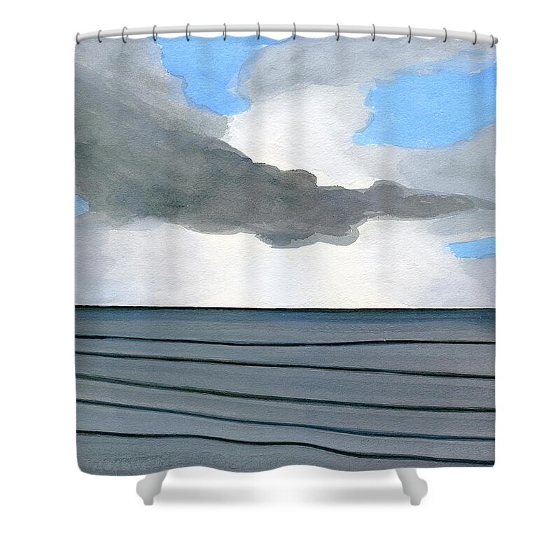 Beach Shower Curtain featuring the painting Cocoa Beach Sunrise 2016 by Dick Sauer
