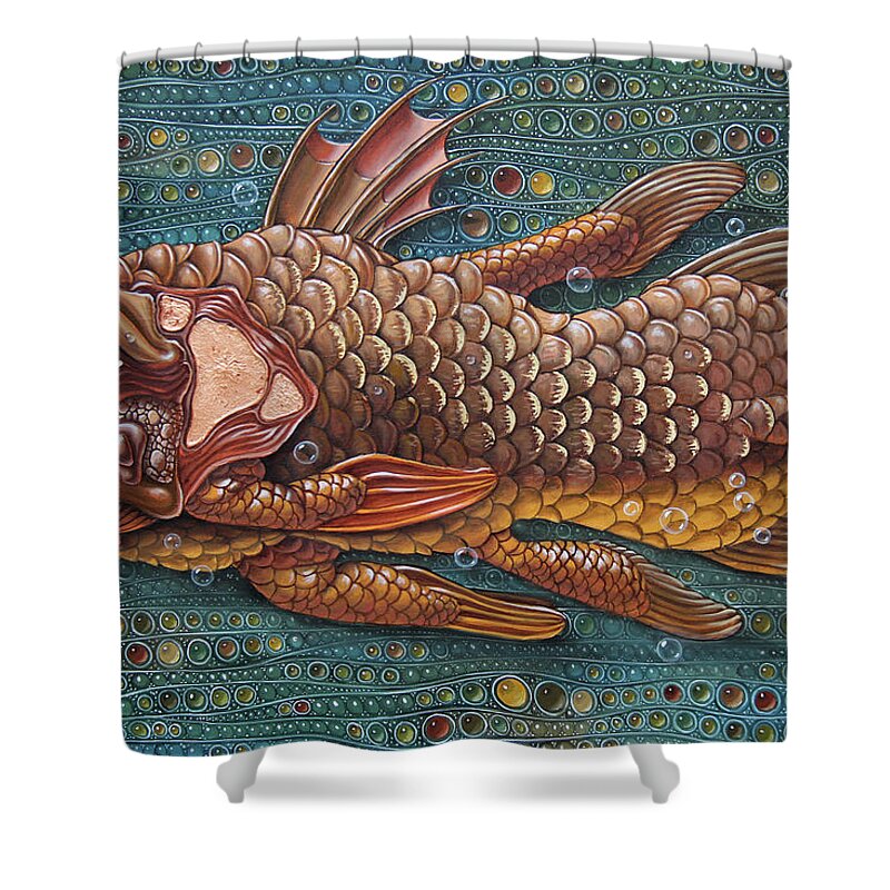 Coelacanth Shower Curtain featuring the painting Coelacanth by Victor Molev