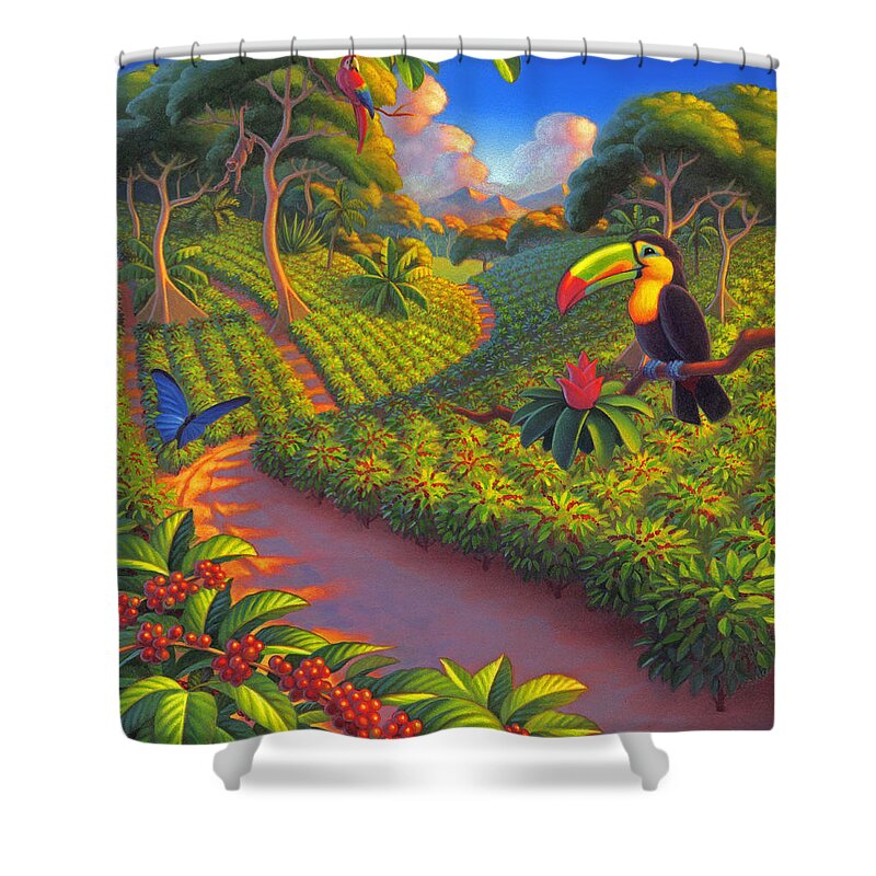 Coffee Plantation Shower Curtain featuring the painting Coffee Plantation by Robin Moline