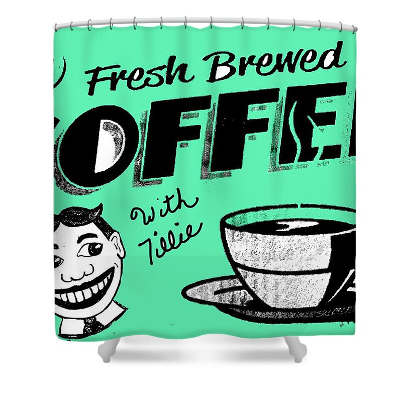 Tillie Shower Curtain featuring the painting Coffee with Tillie by Patricia Arroyo