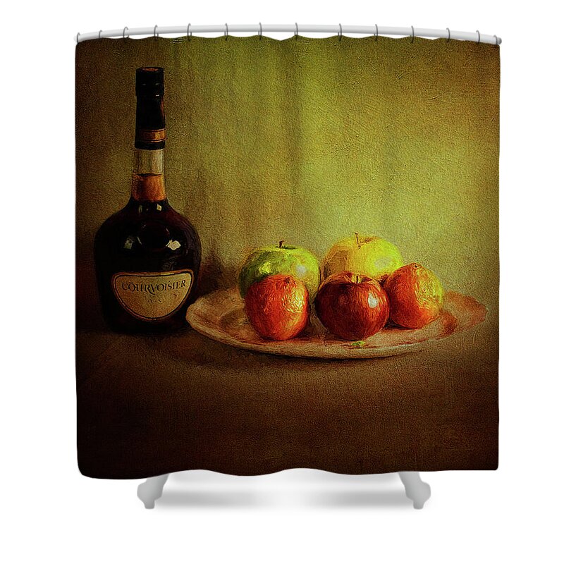 Courvoisier Shower Curtain featuring the photograph Cognac and Fruits by Reynaldo Williams