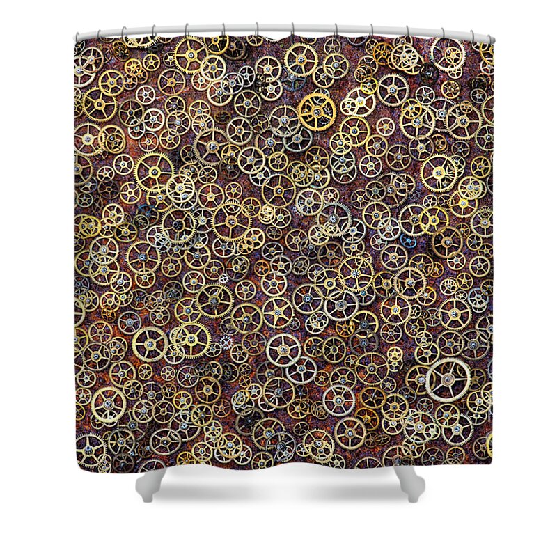 Pocket Watch Shower Curtain featuring the photograph Cogs by Tim Gainey