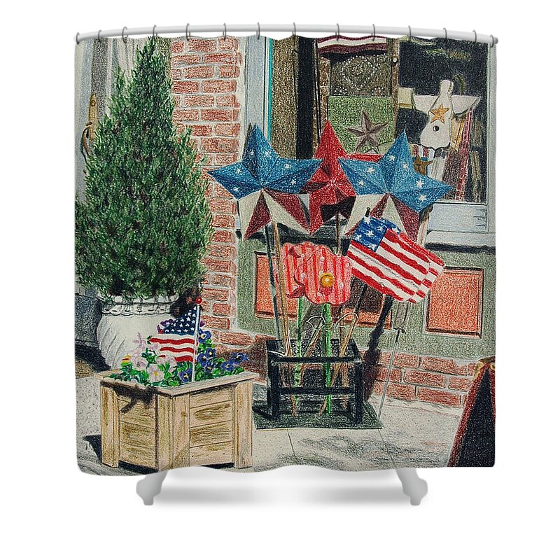 America Shower Curtain featuring the drawing Cold Spring Window Left by Glenda Zuckerman