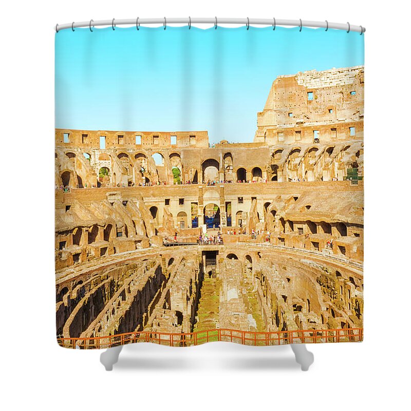 Stadium Shower Curtain featuring the photograph Coliseum in Rome, Italy by Marek Poplawski