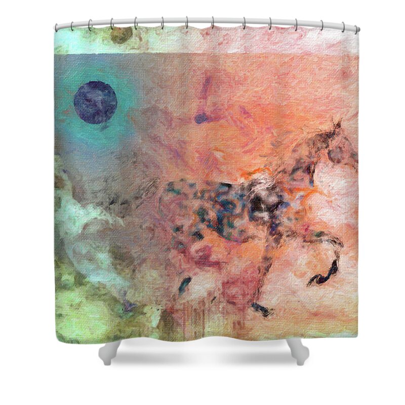 Green Shower Curtain featuring the mixed media Collage 7 by Priscilla Huber