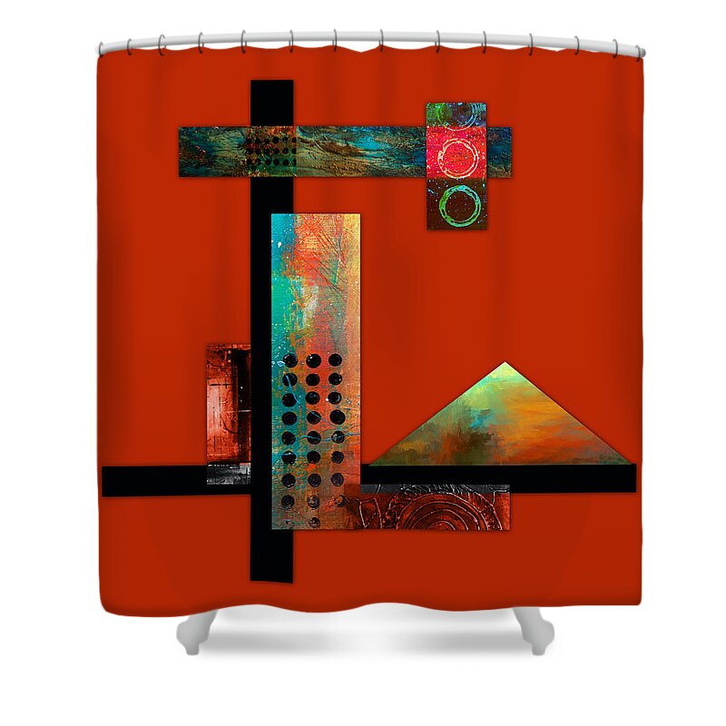 Abstract Art Shower Curtain featuring the mixed media Collage Abstract 1 by Patricia Lintner