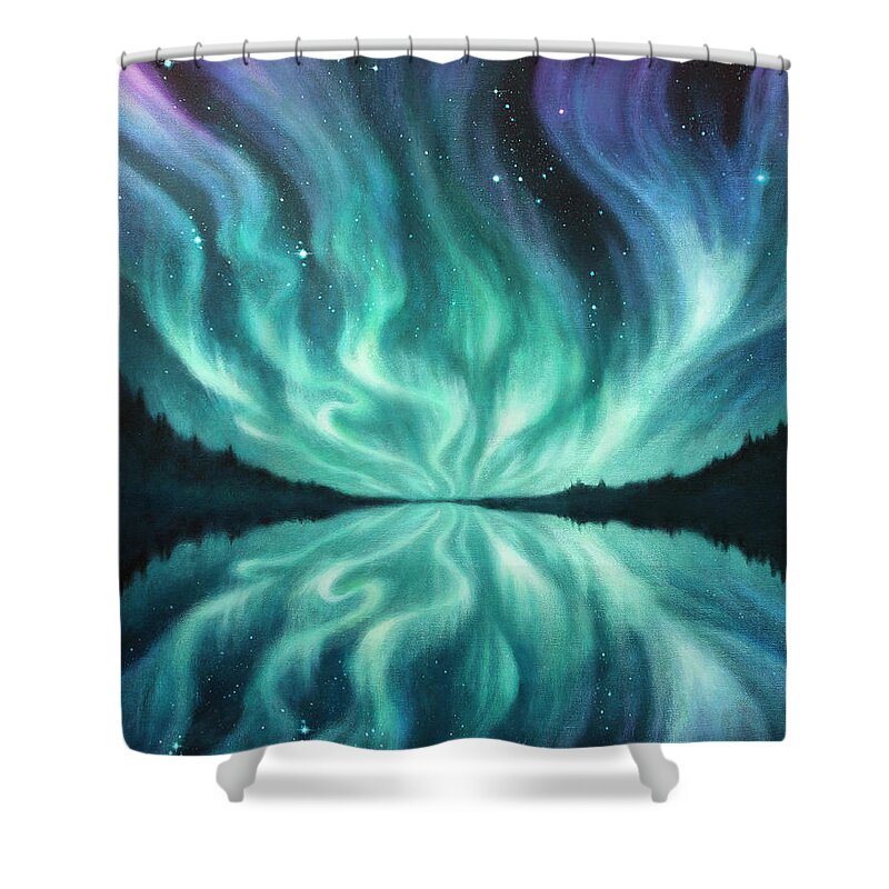 Aurora Shower Curtain featuring the painting Light Dance by Lucy West