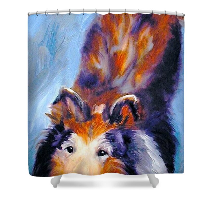 Collie Shower Curtain featuring the painting Collie Sable Rough 1 by Susan A Becker