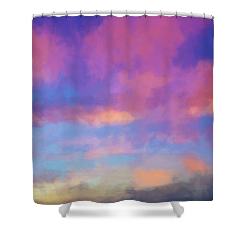 Abstract Shower Curtain featuring the digital art Color Abstraction XLVIII - Sunset by David Gordon
