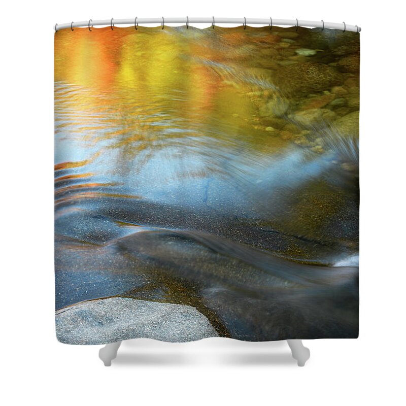 Fall Reflection Shower Curtain featuring the photograph Color On The Swift River NH by Michael Hubley