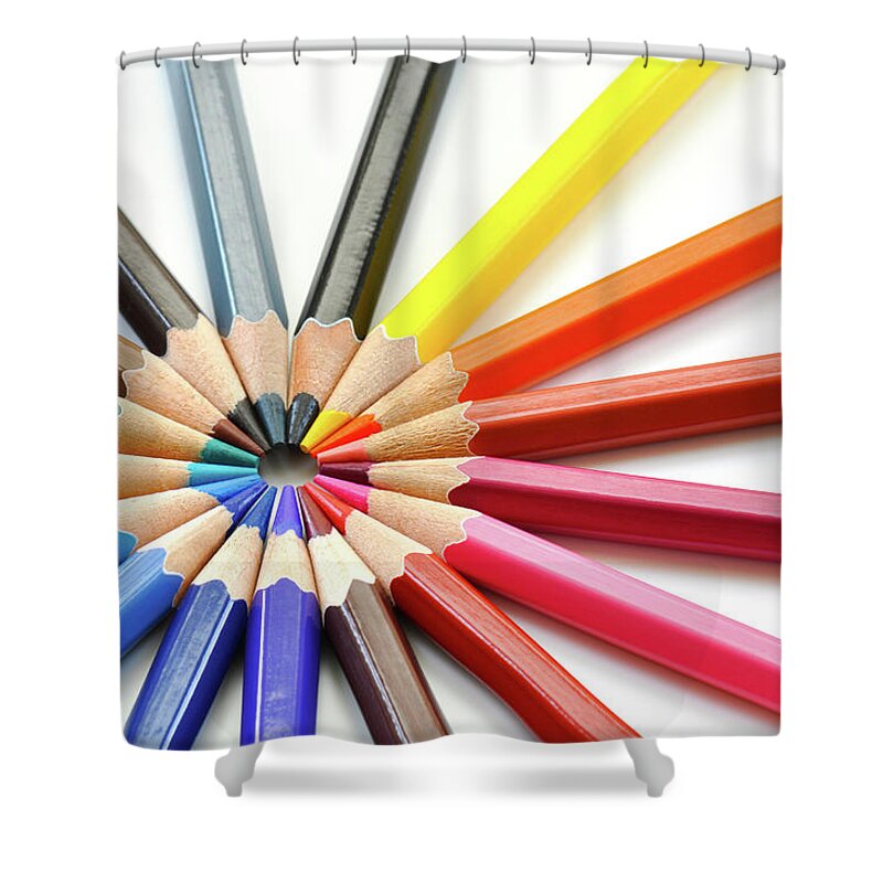 Pencil Shower Curtain featuring the photograph Color pencils by Dutourdumonde Photography