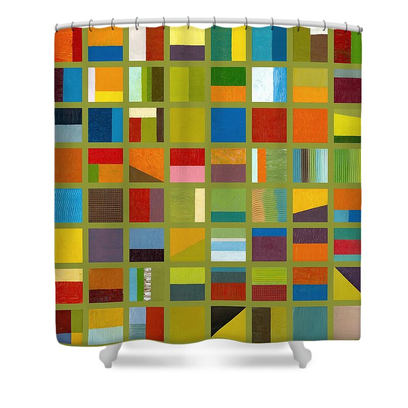 Abstract Shower Curtain featuring the painting Color Study Collage 64 by Michelle Calkins