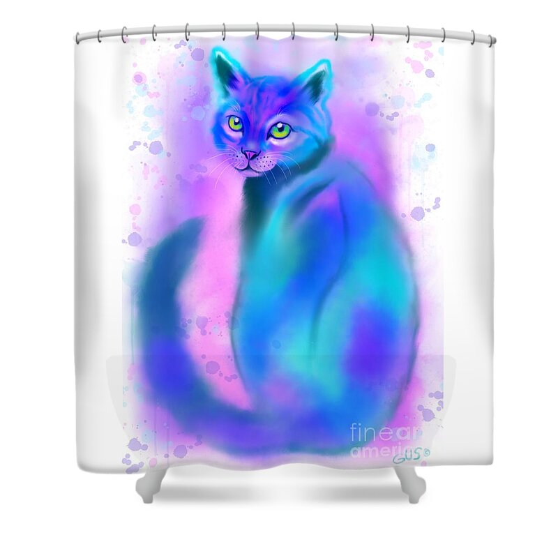 Cat Shower Curtain featuring the painting Color Wash Cat by Nick Gustafson
