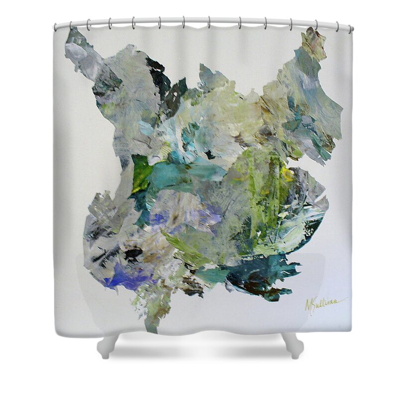 Striking Abstract Shower Curtain featuring the painting Color Whirl by Mary Sullivan
