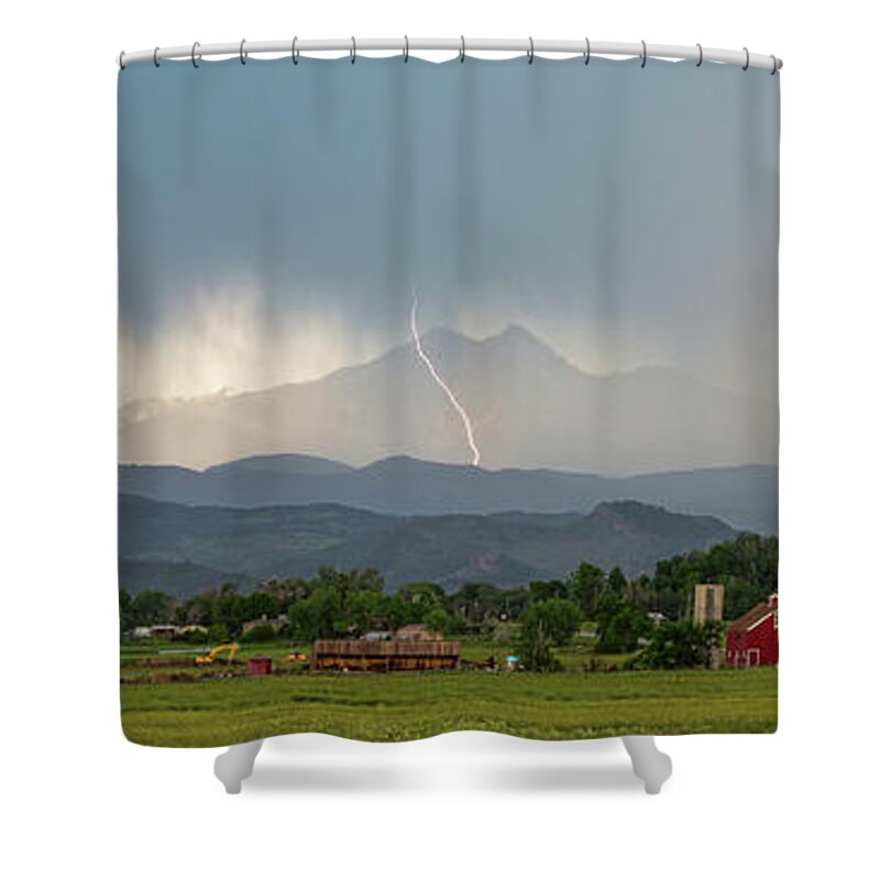 Severe Shower Curtain featuring the photograph Colorado Front Range Lightning And Rain Panorama View by James BO Insogna