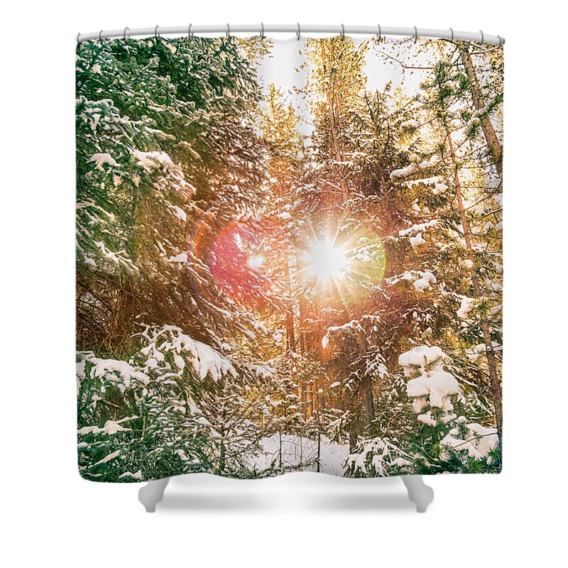 Winter Shower Curtain featuring the photograph Colorado Rocky Mountain Snow and Sunshine by James BO Insogna