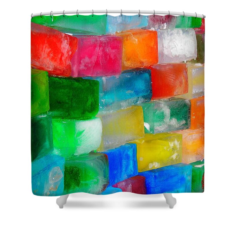 Wall Shower Curtain featuring the photograph Colored Ice Bricks by Juergen Weiss