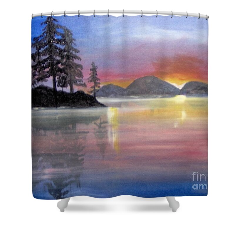 Color Shower Curtain featuring the painting Colored Lake by Saundra Johnson