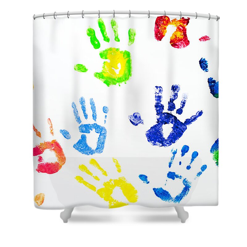 Rainbow Shower Curtain featuring the photograph Colorful arm prints abstract by Jenny Rainbow