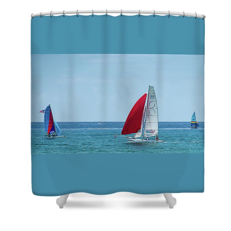Florida Shower Curtain featuring the photograph Colorful Catamarans 3 Delray Beach Florida by Lawrence S Richardson Jr