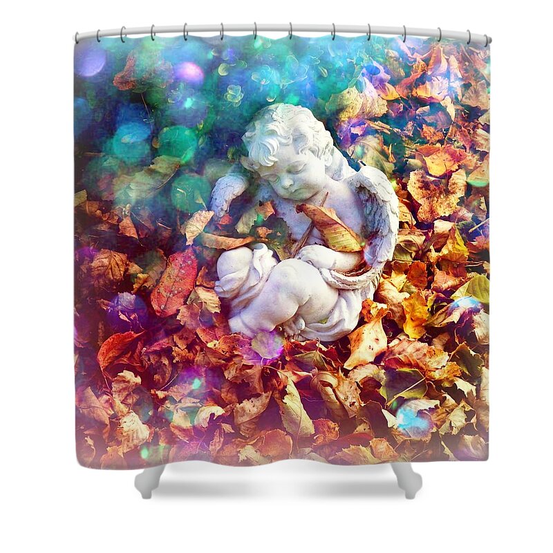 Colorful Shower Curtain featuring the photograph Colorful Cherub by Deborah Kunesh