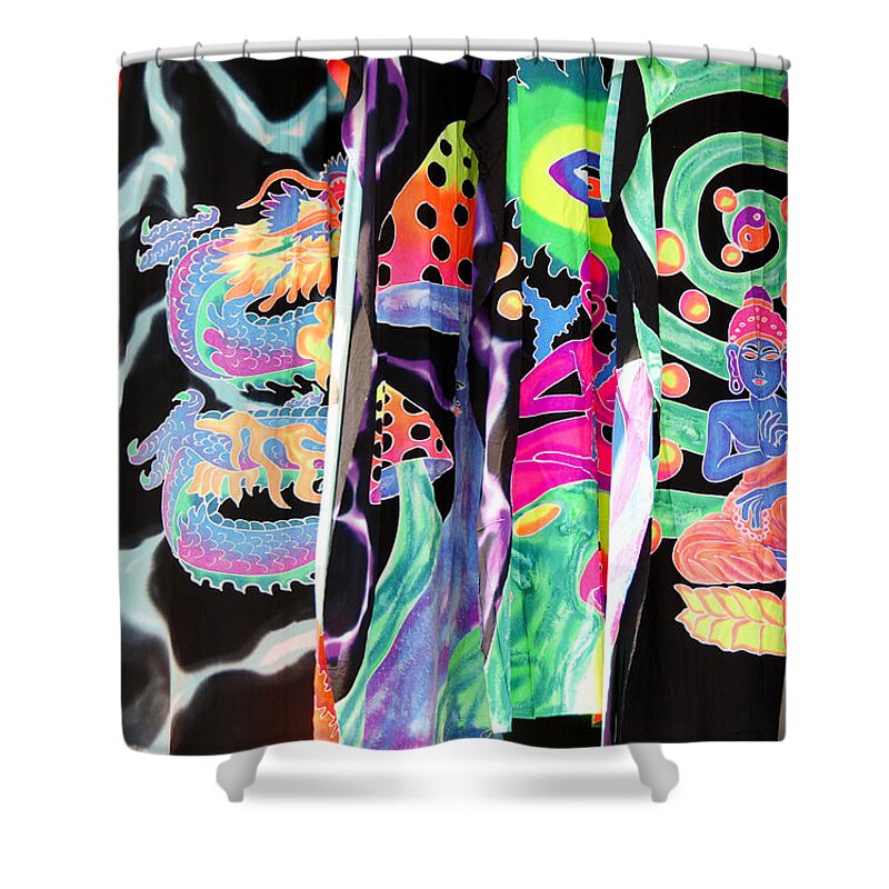 Abstract Shower Curtain featuring the photograph Colorful clothing textile by Michalakis Ppalis