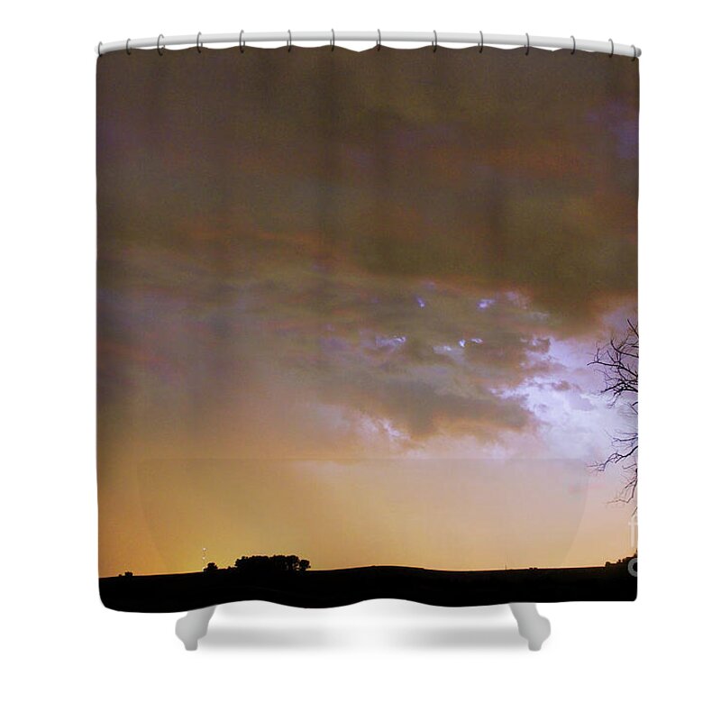 Tree Shower Curtain featuring the photograph Colorful Colorado Cloud to Cloud Lightning Striking by James BO Insogna