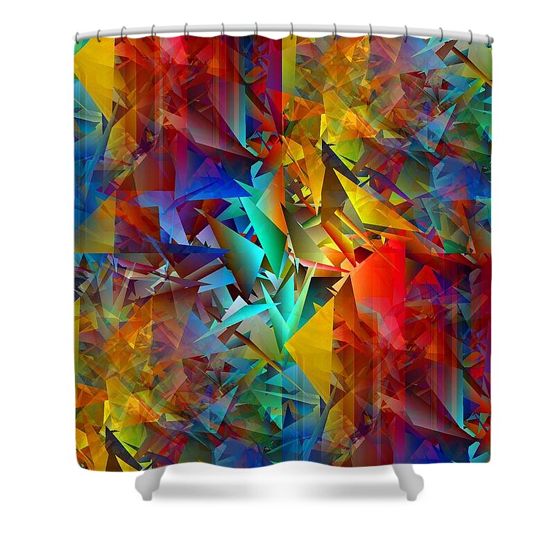 Colorful Shower Curtain featuring the digital art Colorful Crash 11 by Chris Butler