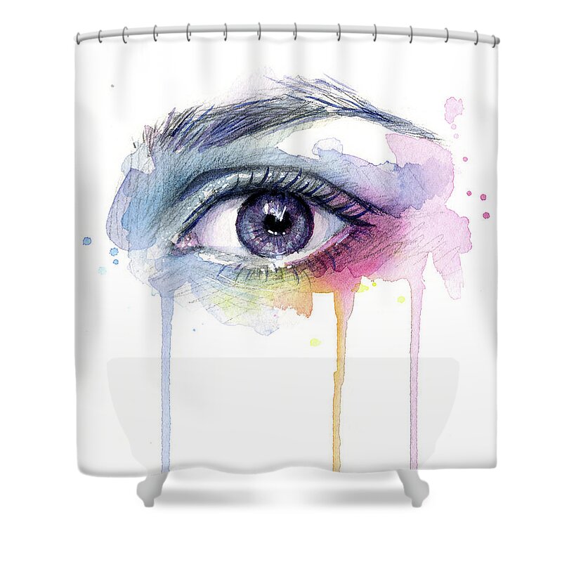 Eye Shower Curtain featuring the painting Colorful Dripping Eye by Olga Shvartsur