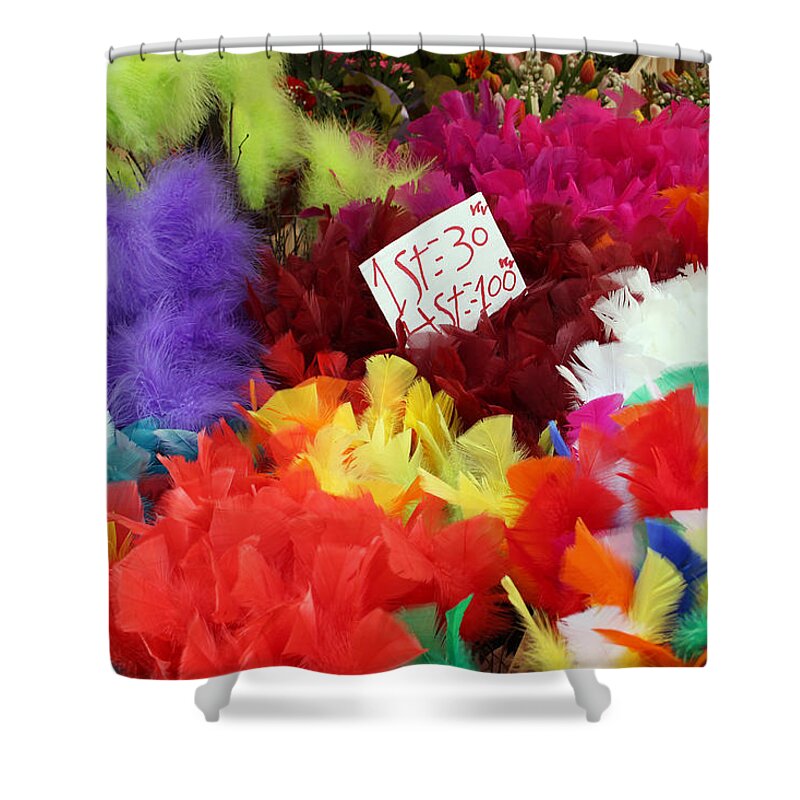 Stockholm Shower Curtain featuring the photograph Colorful Easter Feathers by Linda Woods