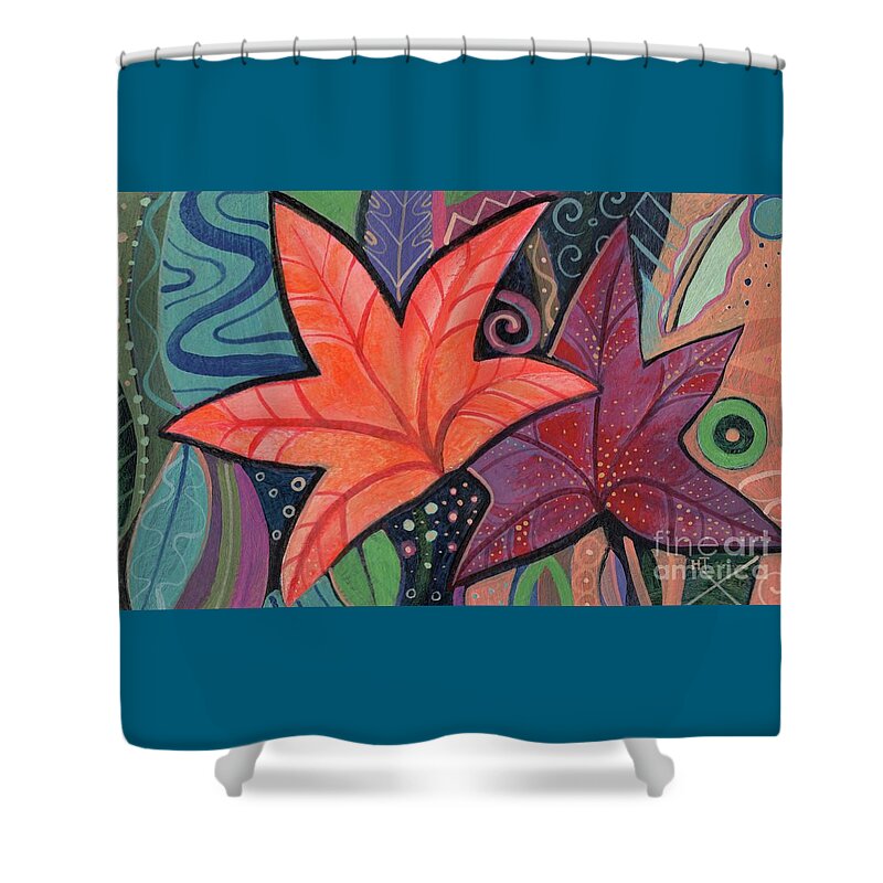 Leaves Shower Curtain featuring the painting Colorful Fall by Helena Tiainen