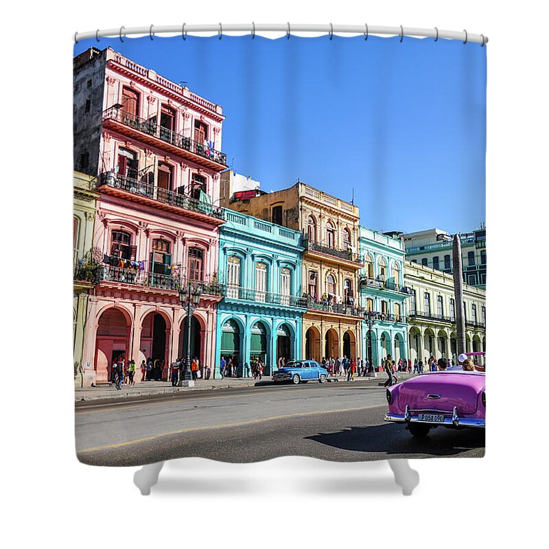 Caribbean Shower Curtain featuring the photograph Colorful Havana by Joel Thai