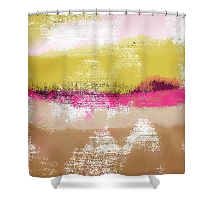Abstract Shower Curtain featuring the painting Colorful Landscape 28- Art by Linda Woods by Linda Woods