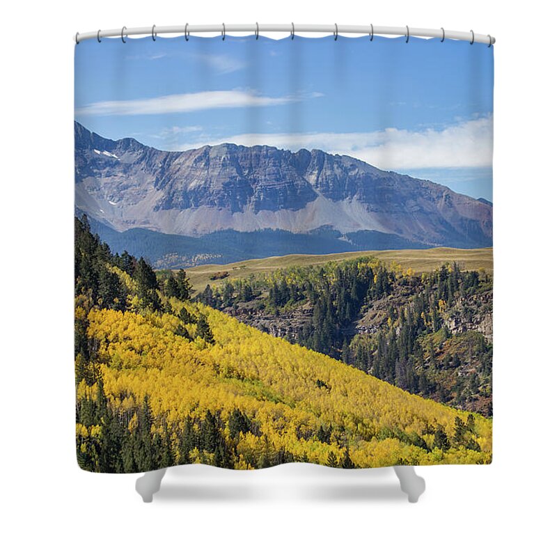 Photo Of The Colorful Mountain Scenery Near Telluride Shower Curtain featuring the photograph Colorful Mountains Near Telluride by James Woody