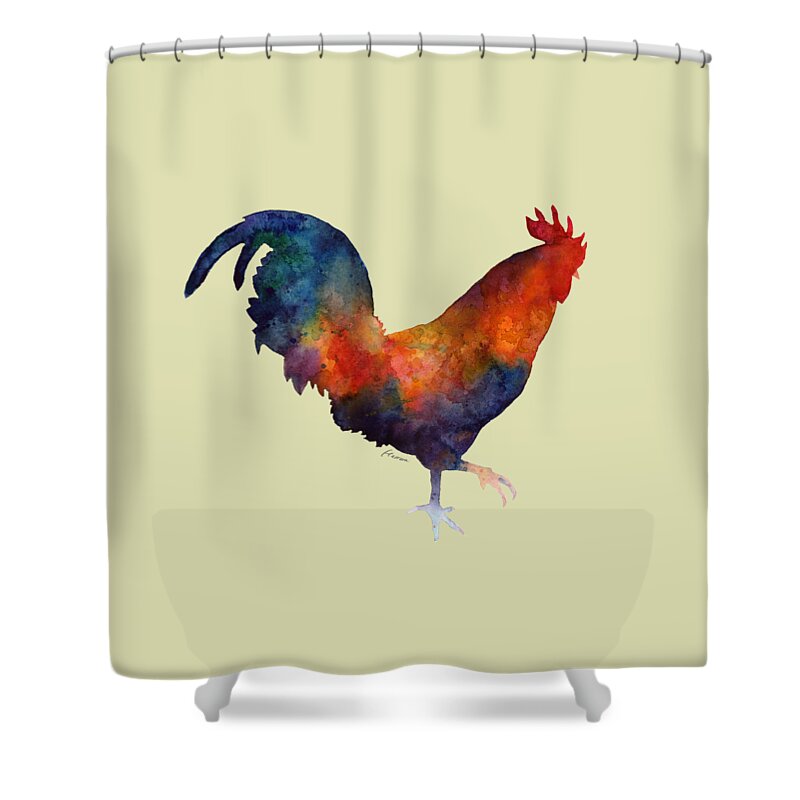 Rooster Shower Curtain featuring the painting Colorful Rooster by Hailey E Herrera