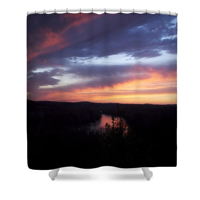 Blue Sunset Shower Curtain featuring the photograph Colorful Sunset by Toni Berry