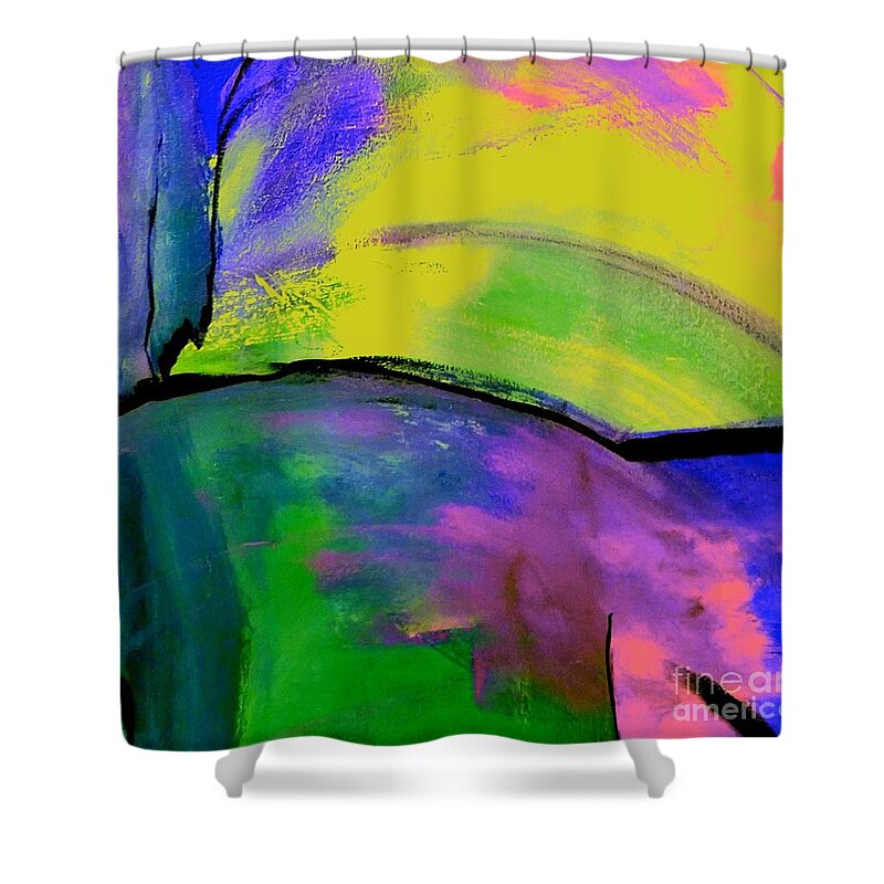Colorful Shower Curtain featuring the digital art Colorful Tranquility Painting by Lisa Kaiser