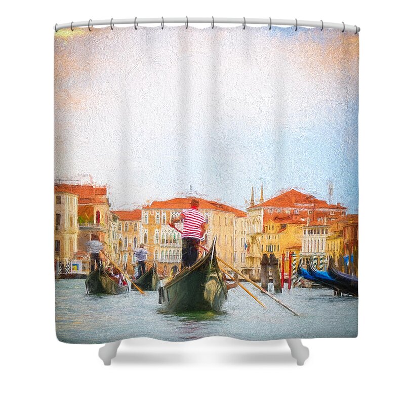 Gondola Shower Curtain featuring the photograph Colorful Venice Transportation by Kathleen Scanlan