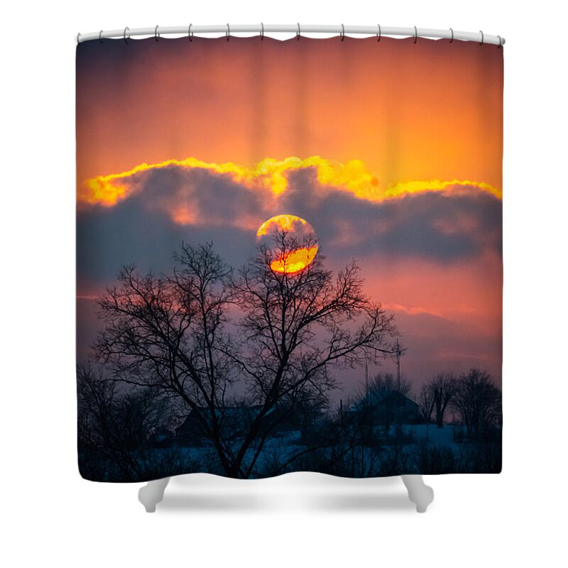 Sunset Shower Curtain featuring the photograph Colorful Winter Sunset by Holden The Moment