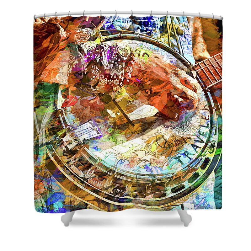 Buskers Shower Curtain featuring the photograph Colors of a Banjo Busker by John Haldane