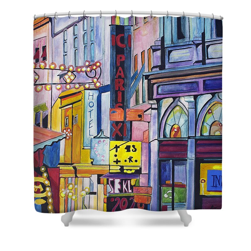 Cityscape Shower Curtain featuring the painting Colors of Paris by Patricia Arroyo
