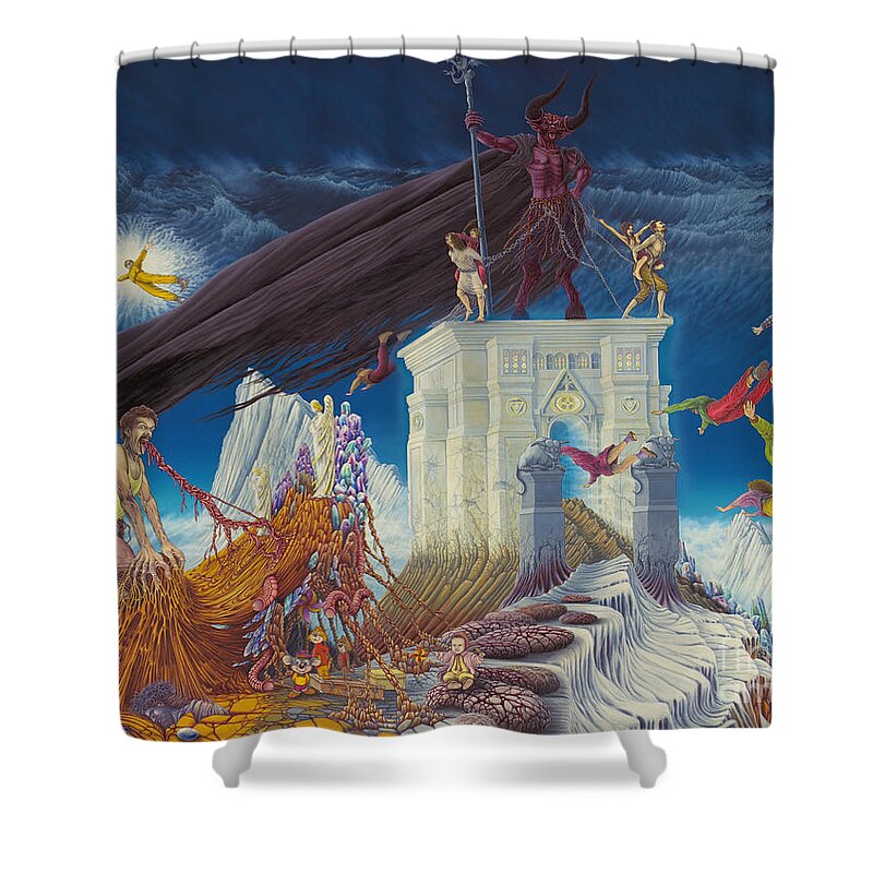 Surrealism Shower Curtain featuring the painting Colors of Unsuccess by Leonard Rubins