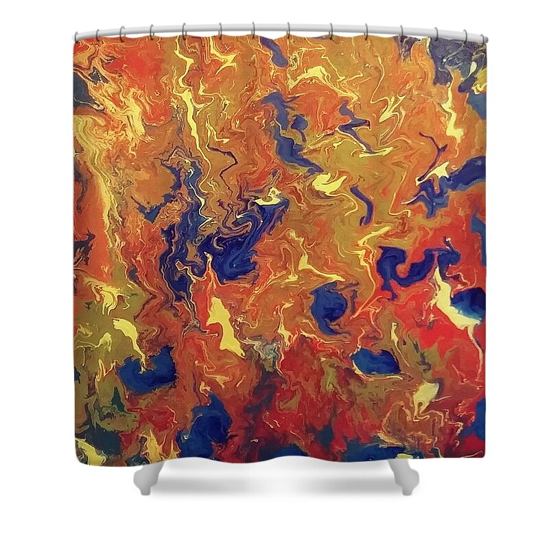 Acrylic Abstract Art Painting Shower Curtain featuring the painting Colors war by Roy Flowers
