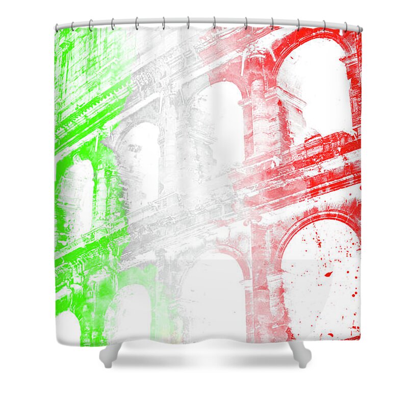 Italy Shower Curtain featuring the painting Colosseum - Digital Painting by AM FineArtPrints