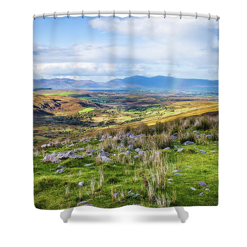 Blue Shower Curtain featuring the photograph Colourful undulating Irish landscape in Kerry by Semmick Photo